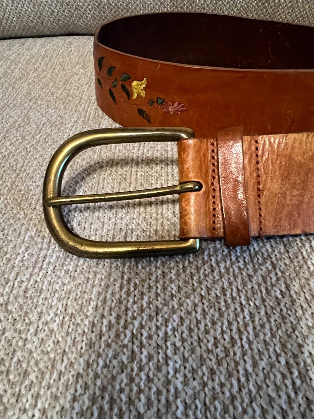 Linea Pelle Embroidered Peacock Belt | Limited Edition Vachetta Leather Handmade - Picture 4 of 10